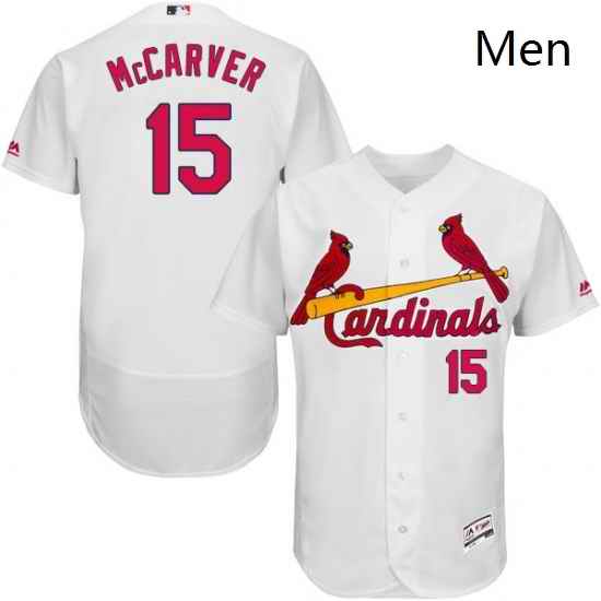 Mens Majestic St Louis Cardinals 15 Tim McCarver White Home Flex Base Authentic Collection MLB Jersey